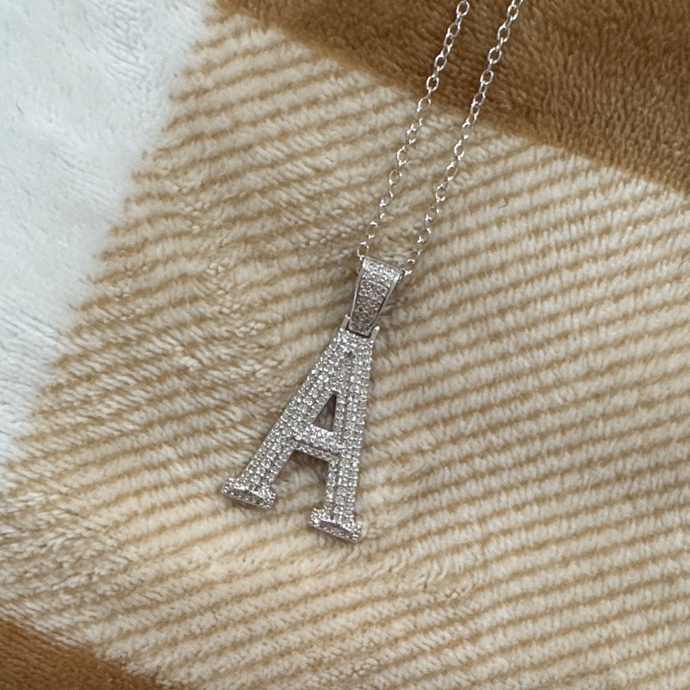 GRA & Gales Moissanite Letter A Pendant Necklace - Picture 4 of 5